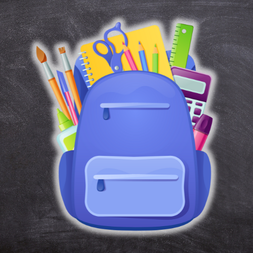 backpack filled with school supplies 